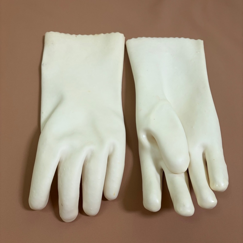 Ronco Rotisserie Oven Gloves White Heat Resistant Rubber Showtime BBQ Pair OEM